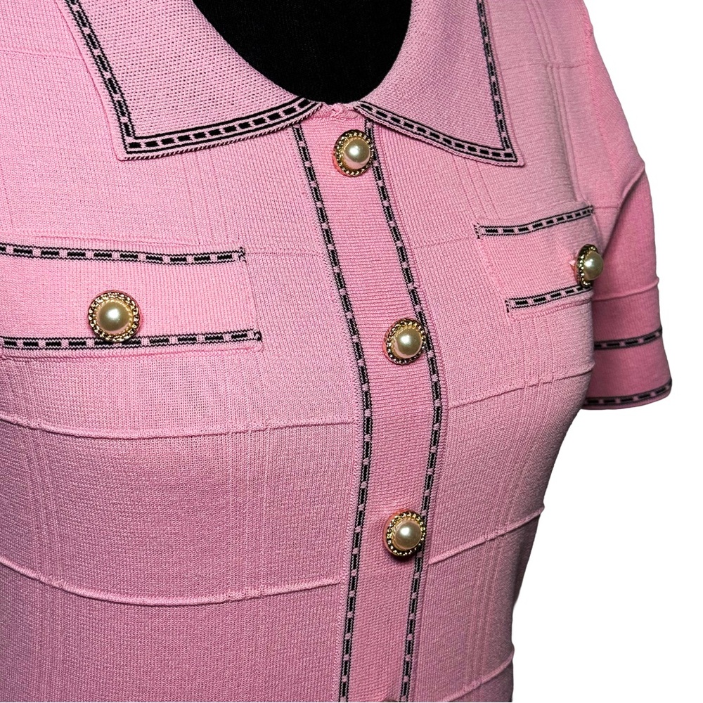 Alexa Admor Pink Knit Dress M Jenna Pearl Preppy Fit Flare Elle Woods Barbiecore - Picture 7 of 9